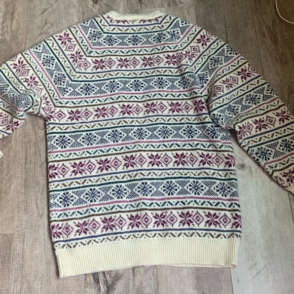 Vtg Koret Women's Button Up Cardigan With Snowflake Christmas Size Small Cream - Picture 8 of 9